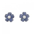 K18WG/K18BG フラワー サファイヤ ピアス 5.00CT