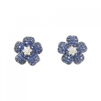 K18WG/K18BG フラワー サファイヤ ピアス 5.00CT