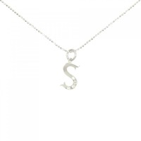 K18WG イニシャルS ダイヤモンド ネックレス 0.03CT