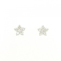K18WG フラワー ダイヤモンド ピアス 0.40CT