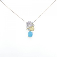 K18YG/PT リーフ ヘミモルファイト ネックレス 3.80CT