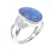 K18WG ボルダーオパール リング 3.82CT