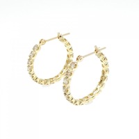 K18YG フープ ダイヤモンド ピアス 1.00CT