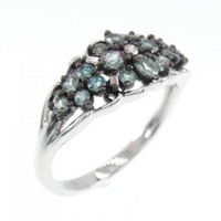 K18WG/K18BG フラワー アレキサンドライト リング 0.65CT