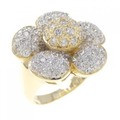 K18YG/K18WG フラワー ダイヤモンド リング 1.10CT