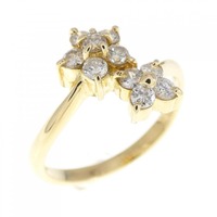 K18YG フラワー ダイヤモンド リング 0.33CT