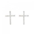 K18WG クロス ダイヤモンド ピアス 0.26CT