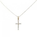 K18YG クロス ダイヤモンド ネックレス 0.15CT
