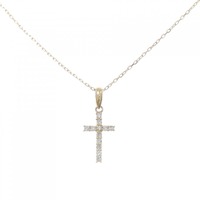 K18YG クロス ダイヤモンド ネックレス 0.15CT
