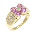 K18YG フラワー サファイヤ リング 0.92CT 拡散処理未検査