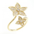 K18YG フラワー ダイヤモンド リング 0.52CT