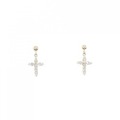 K10YG クロス ダイヤモンド ピアス 0.20CT