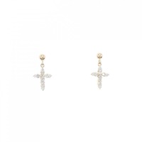 K10YG クロス ダイヤモンド ピアス 0.20CT