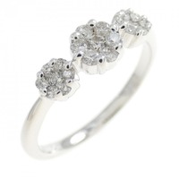 K18WG フラワー ダイヤモンド リング 0.28CT