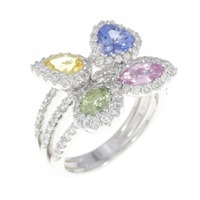 18KWG サファイヤ リング 1.58CT 拡散処理未検査