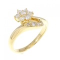 K18YG フラワー ダイヤモンド リング 0.30CT