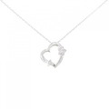 K18WG ハート × フラワー ダイヤモンド ネックレス 0.11CT