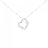 K18WG ハート × フラワー ダイヤモンド ネックレス 0.11CT