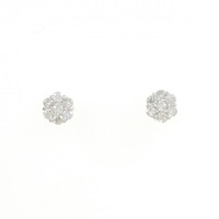 【新品】K18WG フラワー ダイヤモンド ピアス 0.20CT