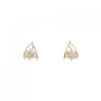 K18YG フラワー ダイヤモンド イヤリング 0.15CT