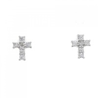 PT クロス ダイヤモンド ピアス 0.12CT
