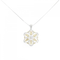 K18WG/K18YG フラワー ダイヤモンド ネックレス 0.45CT