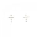 【新品】K18YG クロス ダイヤモンド ピアス 0.10CT