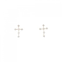 【新品】K18YG クロス ダイヤモンド ピアス 0.10CT