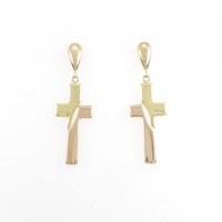 K18YG/K18PG クロス ピアス