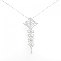 750WG/K18WG 2WAY リボン ダイヤモンド ネックレス 2.00CT