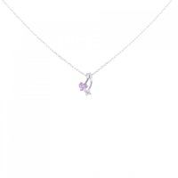 K18WG ハート×フラワー サファイヤ ネックレス 0.26CT 拡散処理未検査
