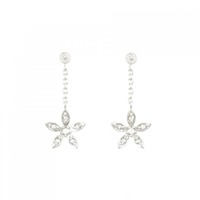 K18WG フラワー ダイヤモンド ピアス 0.10CT