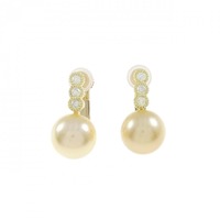 K18YG 白蝶パール イヤリング 9.3mm