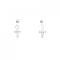 K14WG クロス ダイヤモンド ピアス 0.12CT