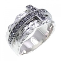 K18WG クロス ダイヤモンド リング 0.70CT