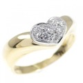 750YG/750WG パヴェ ハート ダイヤモンド リング 0.13CT