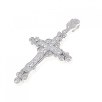 K18WG クロス ダイヤモンド ペンダント 0.65CT
