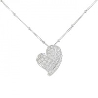 K18WG/750WG ハート ダイヤモンド ネックレス 0.70CT