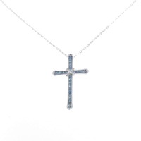 K18WG クロス ダイヤモンド ネックレス 0.40CT