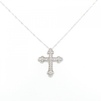 K14WG クロス ダイヤモンド ネックレス 0.15CT