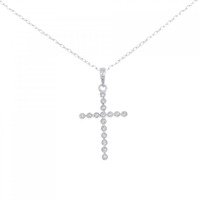 K18WG クロス ダイヤモンド ネックレス 0.10CT