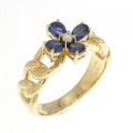 K18YG フラワー サファイヤ リング 0.62CT