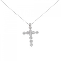 K18WG クロス ダイヤモンド ネックレス 1.00CT