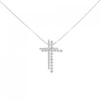 K18WG クロス ダイヤモンド ネックレス 0.25CT