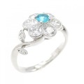 PT フラワー パライバトルマリン リング 0.10CT