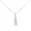 K18WG スリーストーン ダイヤモンド ネックレス 0.50CT