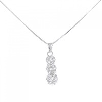 K18WG スリーストーン ダイヤモンド ネックレス 0.50CT