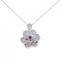 K18WG フラワー ルビー ネックレス 0.43CT