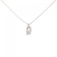 K18PG フラワー ダイヤモンド ネックレス 0.30CT