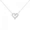 K18WG/純PT ハート ダイヤモンド ネックレス 0.40CT
